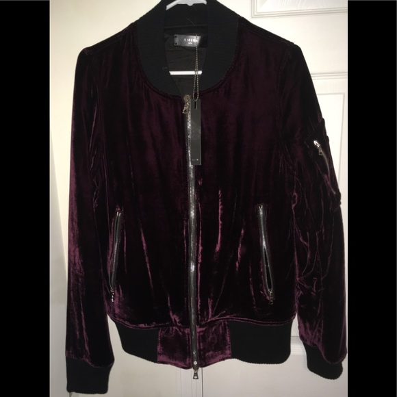 Amiri Red Velvet Bomber Jacket 